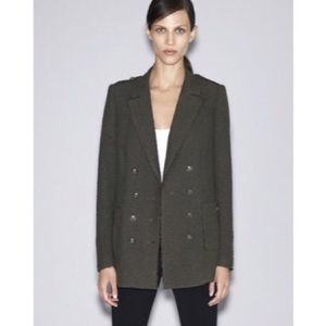 Zara olive green military tweed oversized blazer